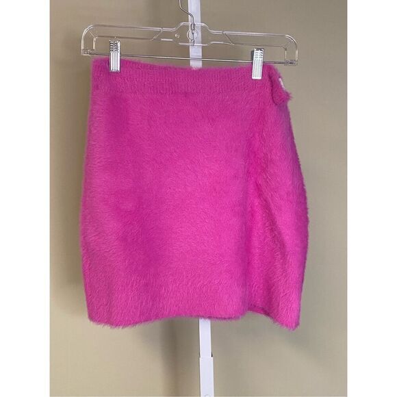 Jonathan Simkhai NWT Paytra Fuzzy Knit Skirt in Hot Pink Size L - Picture 7 of 9